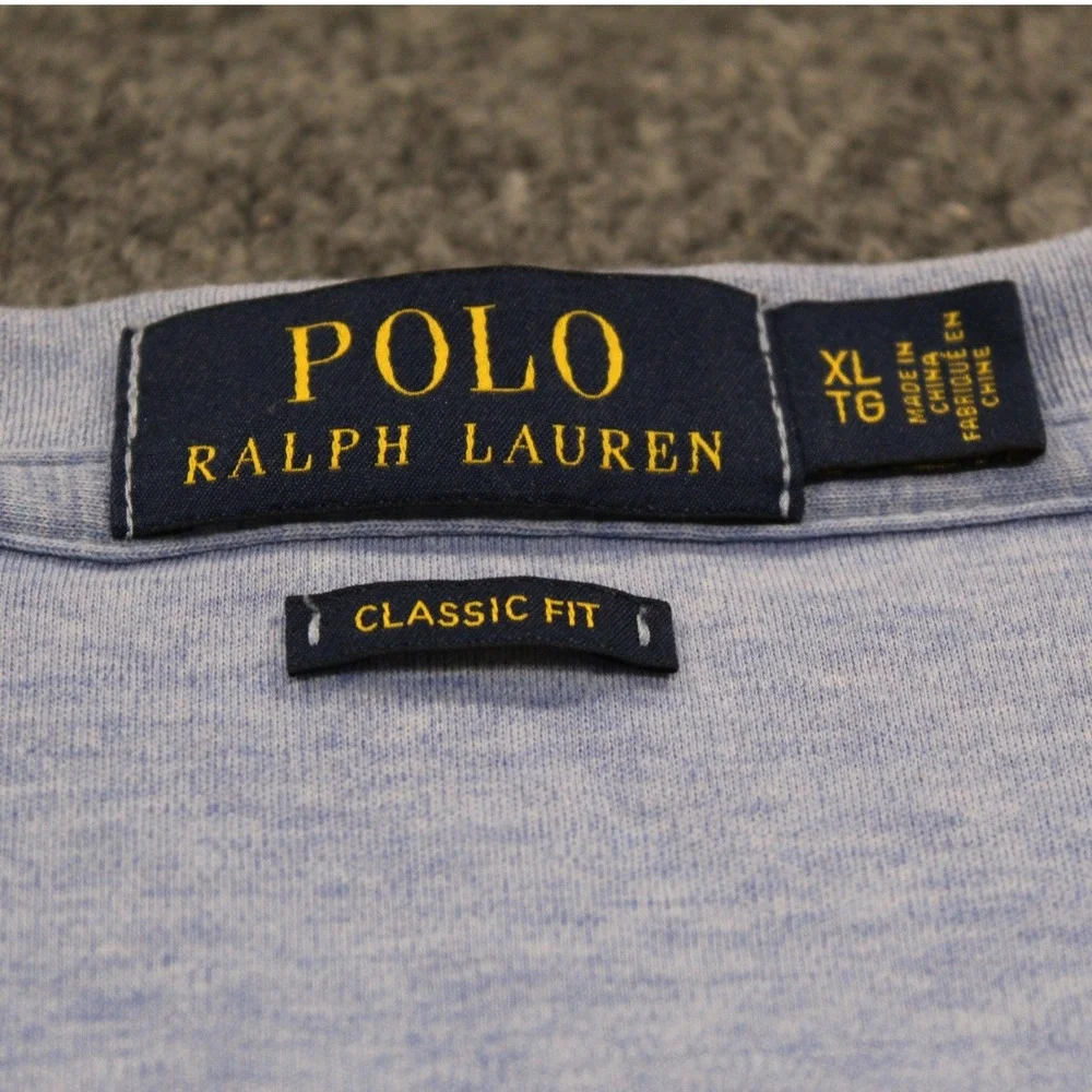 Polo Ralph Lauren Mens XL Classic Fit‎ Light Blue Polo Shirt Red Logo